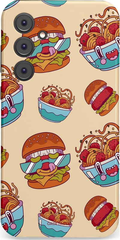 Casetastic Hoesje Geschikt voor Samsung A35 - Stijlvolle Beschermende Duo-layer Case - Cartoon Hamburgers