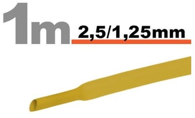 20× 1 Meter Krimpkous Geel 2,5 / 1,25 mm – 20 Stukken Van 1 Meter – Warmtekrimpbuis Voor Isolatie En Kabelbescherming – Geschikt Voor Elektrische Installaties En Reparaties [11020S]