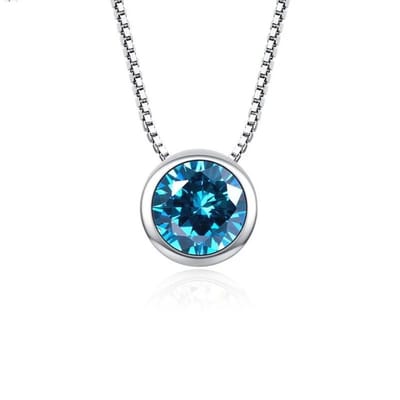 Aramat Jewels | Halskettingen | Zilveren Dames Halsketting met Zirkonia | Aqua Blauw | |1,5mm | Zilver | Volwassenen | Verkleurd niet