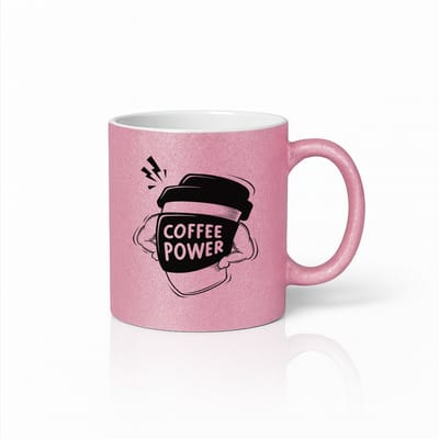 Coffee Power Roze Mok – Schattige Motiverende Koffiemok voor Cafeïne Liefhebbers 330 ml