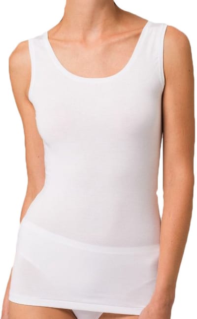 Singlet hemd dames - Katoen - Carola - onderhemd - Zonder zijnaden - hemdjes dames Brede bandjes - wit - 50