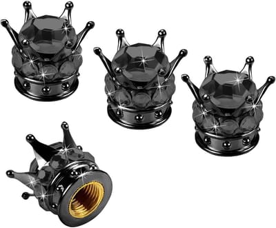 Set van 4 Waterdichte en Corrosiebestendige Ventieldoppen voor Auto Banden - Crown-Style, Geschikt voor Diverse Voertuigen, Eenvoudige Installatie