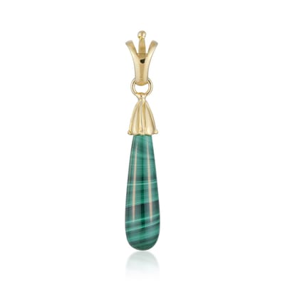 Cavill - Zilveren hanger met 19 9 ct Malachiet fancy druppelvorm - 925 Sterling zilver - Verguld - Elegant groen sieraad uit DR Congo