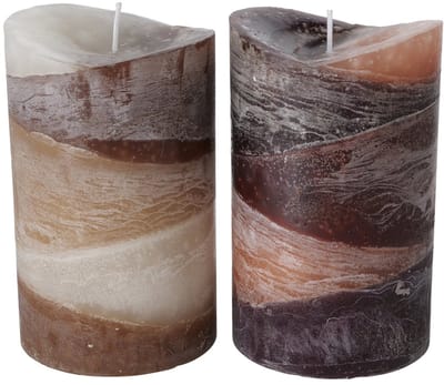 Sfeer kaars stompkaars gradientte - set van 2 -parafine - 15x9 cm - bruin amber creme