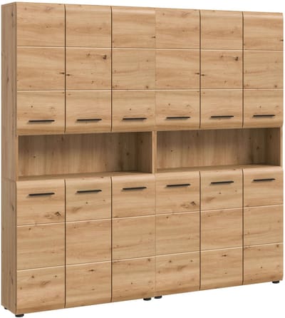 Badmeubelcombinatie Ice Xonox - Artisan Oak - 180x185x30 Cm - Xonox - Badkamer Kolomkast - Bruin - Spaanplaat