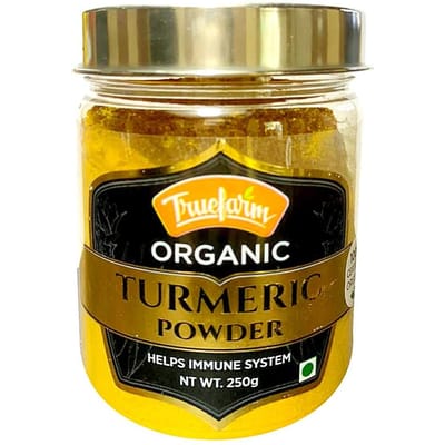 Gemalen kurkuma (250 gr), Biologisch kurkumapoeder, Truefarm 1x250g black