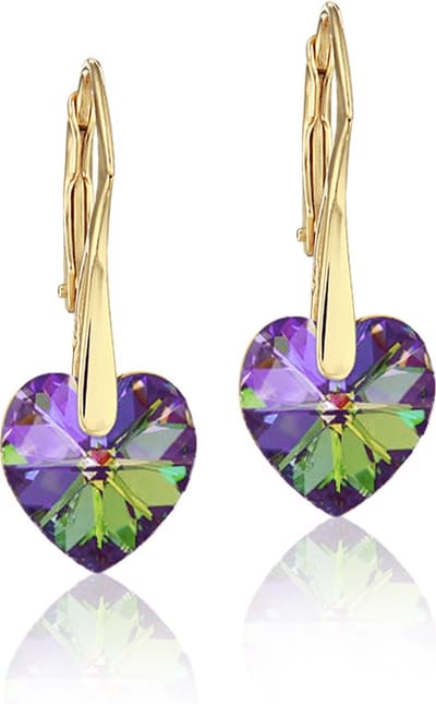 Montebello Oorbellen Lily HZ75 - Swarovski Hart - 925 Zilver Verguld - Ø10mm - 25mm