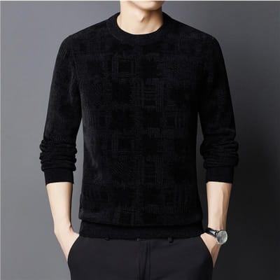 Fleece-gevoerde, verdikte nieuwe trui Herfst- en wintertrui voor heren, casual, thermo-ondergoed XXXXL black