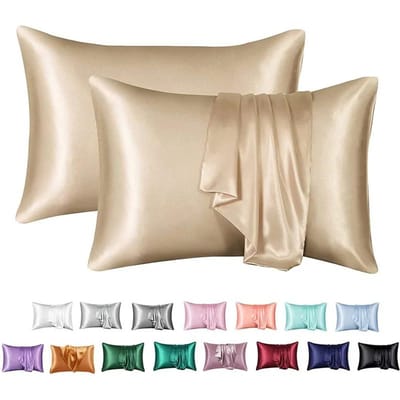 Taies d'oreiller Queen soyeuses haut de gamme Douces pour la peau Lisses Taies d'oreiller de luxe unies Taille King Taies d'oreiller en satin pour la maison 50x66cm (19x23in)2pc kaki