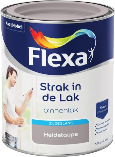 Flexa - Strak in de Lak - Watergedragen - Zijdeglans - heidetaupe - 0,75 liter