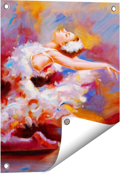 Gards Tuinposter Ballerina van Olieverf - Ballet - 40x50 cm - Tuindoek - Tuindecoratie - Wanddecoratie buiten - Tuinschilderij