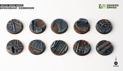 Spaceship Corridor Bases Pre-Painted (10x 25mm Round )