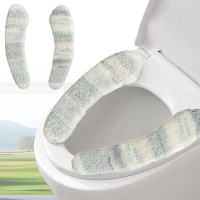 Pluche WC-Bril Hoes - Toiletstoelhoes Kussen - Zachte WC-Bril Verwarmen - TPR-Lijm Hechting - 38.1 x 10.9 cm - Groen