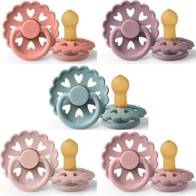 Frigg Fairytale Fopspeen set 5 stuks Ole Lukoie,The Little Mermaid,The Princes And The Pea,The Little Match Girl en Thumbelina 0-6 maand maat 1