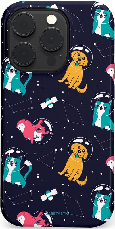 Casetastic Hoesje Geschikt voor Apple iPhone 14 Pro Magsafe - Stijlvolle Beschermende Duo-layer Case - Sterrennacht Dieren