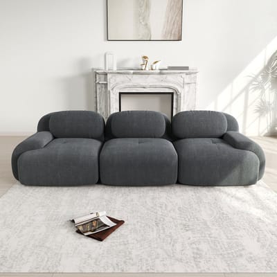 3-zitsbank - corduroy - frameloze sofa - modulaire combinatie - antislip - ergonomische armleuningen - grijs