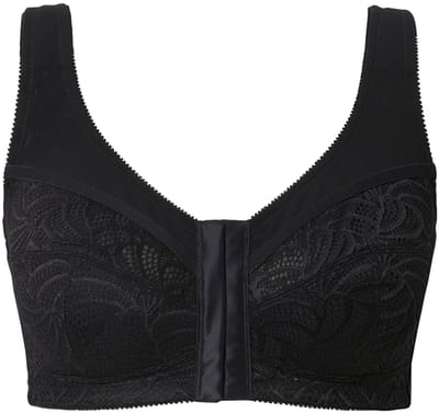 Ulla Popken - Dames - Ontlastingsbeha voorsluiting zonder beugel - Zwart - Maat 95C