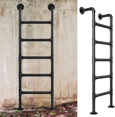 Noodladder Zolder - Klimladder Uitgangsladder - Veilig Klimmen - Verstelbare Lengte - 100-300cm Hoog - Zwart