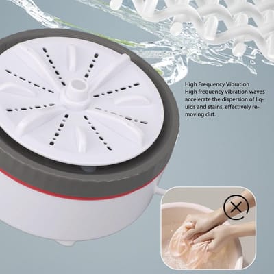 Dailygoods - Mini Turbo wasmachine - Draagbaar en multifunctioneel - Grijs - Wasmachine voor kleine kleding - Ideaal voor reizen en thuis