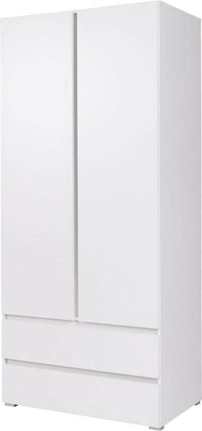 InspireMe- Kast met twee lades + twee deuren, Kledingkast - (BxDxH 92cm,51 cm,204 cm)M02 Moon (Wit)