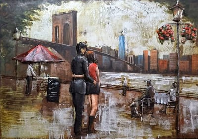 Schilderij - Metaalschilderij - Date in New York City, 120x80cm