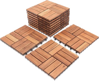 Houten Terrastegels Acacia 30x30 cm - Vlondertegels voor Balkon en Tuin