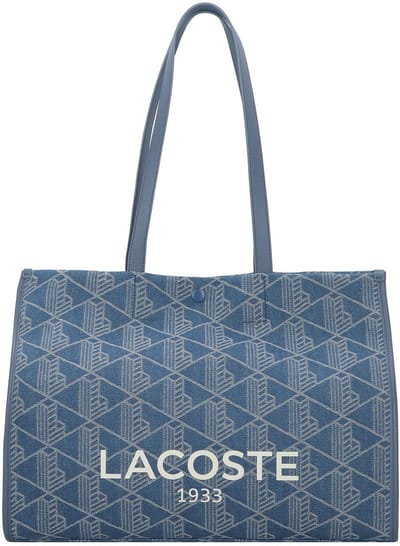 LACOSTE Schoudertas Shopper Shopping Bag Mono Jacquard Denim Blauw