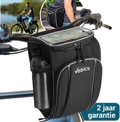 Vebics® Stuurtas Fiets Afneembaar - 100% Waterbestendig - Fietstas stuur electrische fiets - Schoudertas - Telefoonhouder fiets - Inclusief schouderband