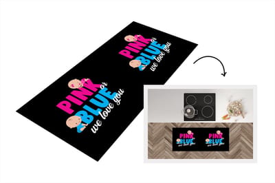 Keukenloper - Loper keuken - Baby - Ouders - Babyshower - Roze of Blauw - Wat zal het worden - 120x50 cm - Keukenloper vinyl