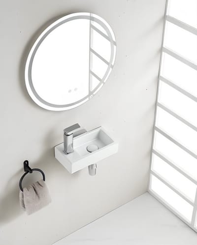 AquaVik Mini Fontein Smäl Links 36,5 x 18 x 9 cm Keramiek Snö Wit