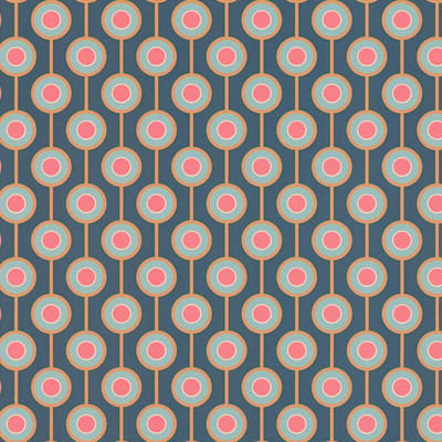 Retro behang Profhome 395371-GU vliesbehang hardvinyl warmdruk in reliëf licht gestructureerd met geometrische vormen mat blauw okergeel rood lichtblauw 4,5 m2