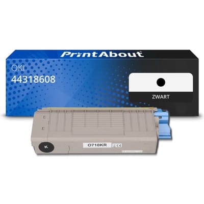 PrintAbout huismerk Toner 44318608 Zwart Geschikt voor OKI