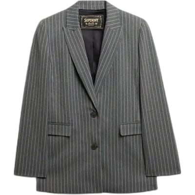 Superdry Krijtstreep Boyfriend Blazer Grey Grootte: 36