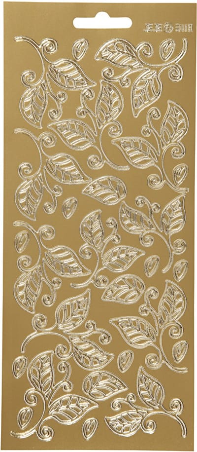 Stickers, bladeren, vel 10x23 cm, goud, 1 vel