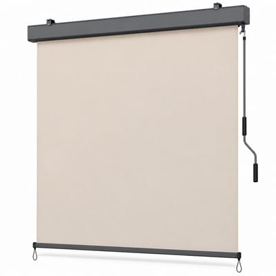 ITRONIQ Verticale Zonwering Buiten 160x250 CM – Balkon Zonwering – Terras Screen – Handbediend Rolgordijn – UV Werend – Beige