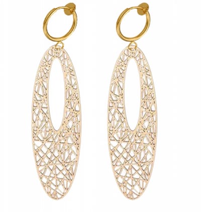 Klem oorbellen - lang - filigraan - rose goudkleurig- geen gaatje- Charme Bijoux