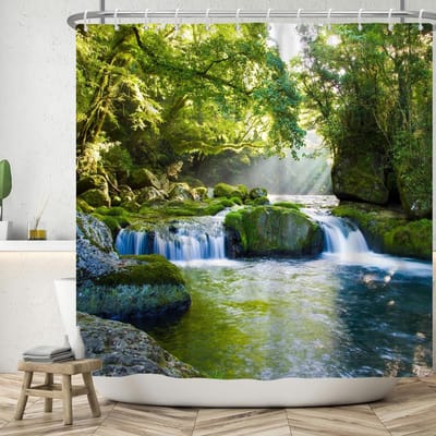 Dailygoods- Douchegordijn 180x200 cm - Waterdicht - Wasbaar - Polyester - Antischimmel - Uniek ontwerp met natuurprint - Badgordijn