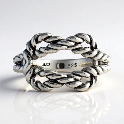 Cavill - 925 Sterling Zilver Ring - Gevlochten Touwdesign - Elegant, Tijdloos en Unisex - Handgemaakte Fashion Ring Desert Chic Maat 16
