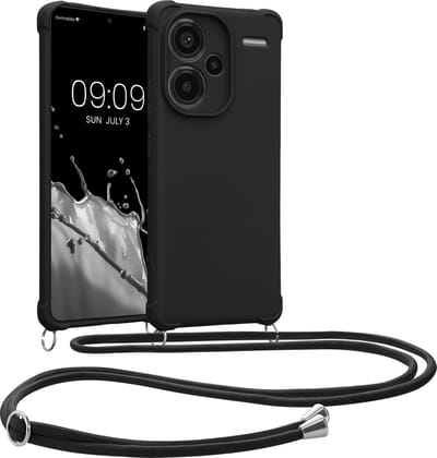kwmobile telefoonhoesjegeschikt voor Xiaomi Redmi Note 13 Pro+ 5G / Redmi Note 13 Pro Plus 5G - Hoesje van siliconen met telefoonkoord - In zwart