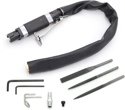 Pneumatische vijl - Luchtvijl gereedschap - Metaal polijsten - Antislip rubber grip - 20 cm lengte - Grijs