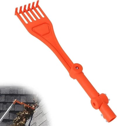 Mini-hark goten - Gootreiniger tool - Dakgoot schoonmaken - Draaibare handgreep - 394 cm - Oranje