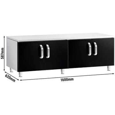 GGM Gastro Edelstahl Unterbau - 1600mm - 4 Türen - Schwarz Zilver / Zwart