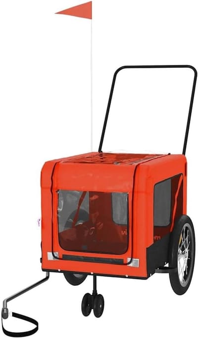 Hondenfietskar - Huisdierenkar - Comfortabel reizen - Duurzaam ijzeren frame - 123 x 63 x 66 cm - Oranje zwart