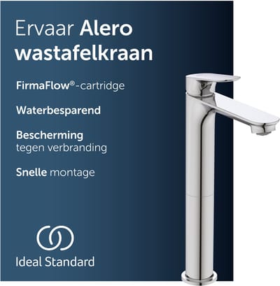 Ideal Standard Alero wastafelkraan, met afvoer, waterbesparend – Chroom