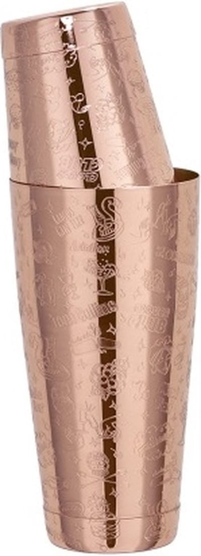 Cocktailshaker - Collabo TIN on TIN roestvrij staal - 28oz/18oz - met gravure - verkoperd - Limited Edition