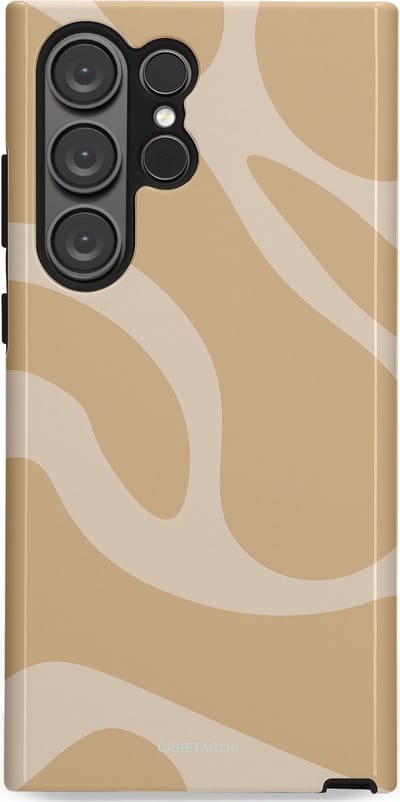 Casetastic hoesje geschikt voor Samsung Galaxy S23 Ultra - Dubbellaagse bescherming - Aesthetic Beige Wave Clean Girl - Fashion Case - Beige