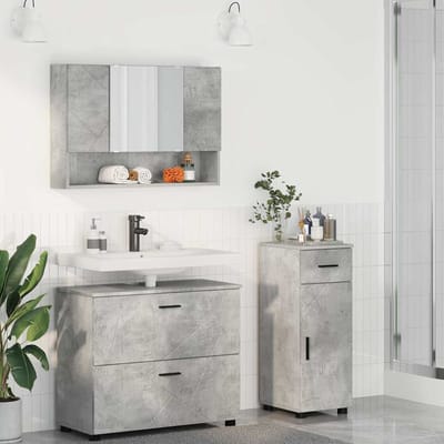 vidaXL - Badkamermeubel - Set - met - lade - met - plank - 3 - pcs - Beton - Grijs