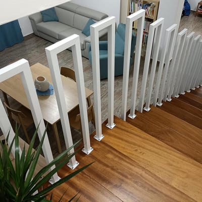 U-vormige Trapleuning Zwart voor Binnen en Buiten - Smeedijzer - 35-110 cm - Zijmontage