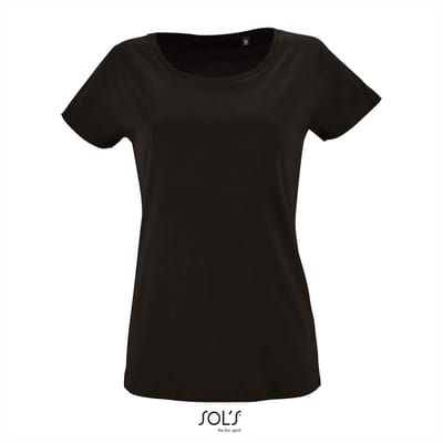 SOL'S - Milo T-Shirt dames - Zwart - 100% Biologisch Katoen - S