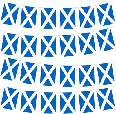 Thijox - 10m Schotse Vlaggen Slinger met 30 Vlaggen voor Olympische Spelen 2024 Decoraties, Feestverlichting, Buiten St. Andrew's Day, Tuin, Feest, Ca